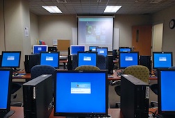 Picture of a computer lab where students learn about the Information Technology Specialist (AAS) degree at CMC.
