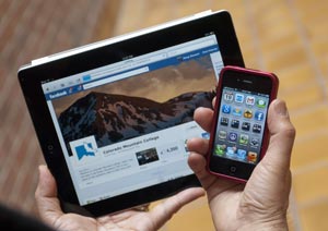 Picture of an iPhone and iPad used for the New Media (AAS) degree at CMC.